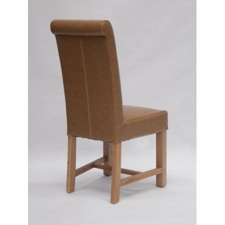 Louisa Chunky Tan Leather Oak Dining Chair