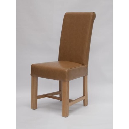 Louisa Chunky Tan Leather Oak Dining Chair