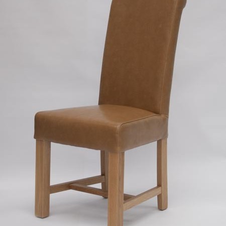 Louisa Chunky Tan Leather Oak Dining Chair
