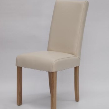 Marianna Ivory Leather Oak Dining Chair