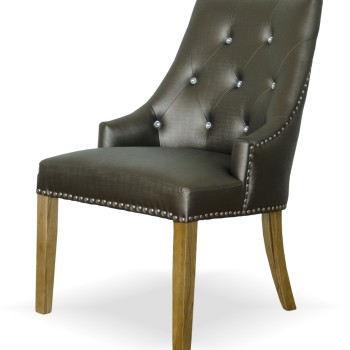Marjukka Tungsten Leather Oak Chair