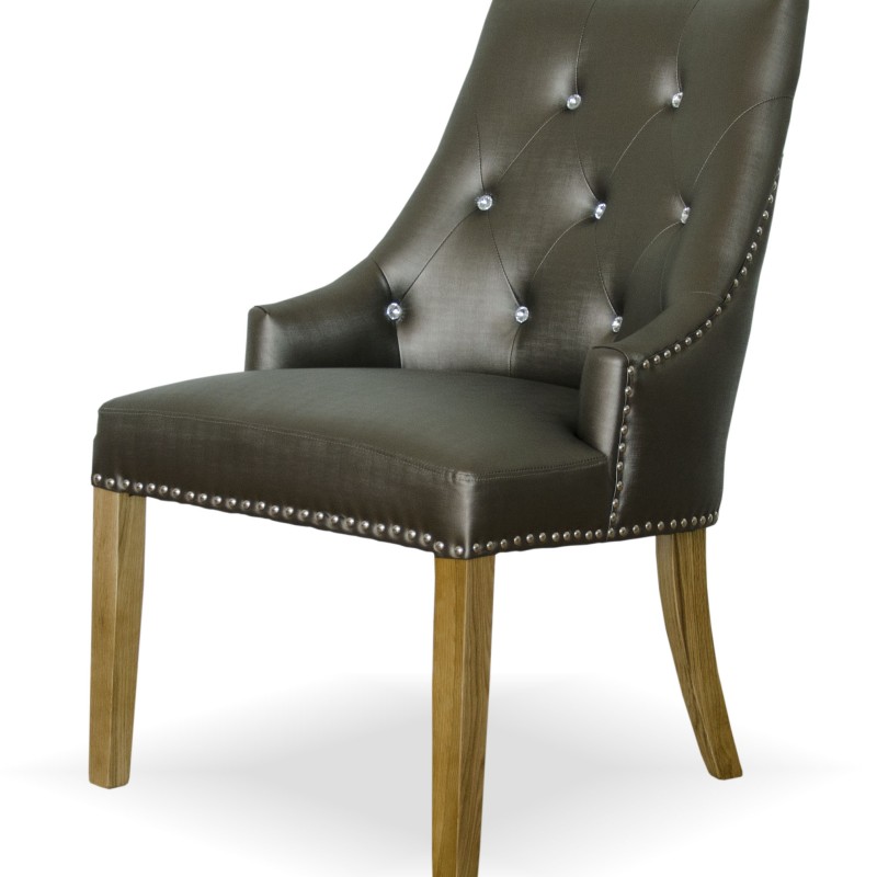 Marjukka Tungsten Leather Oak Chair