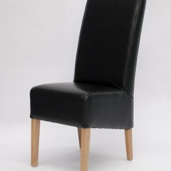 Oslo Black Leather Oak Dining Chair