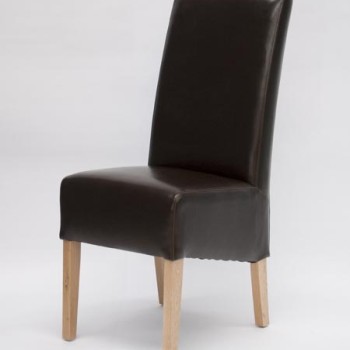 Oslo Brown Leather Oak Dining Chair