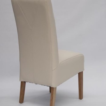Oslo Oak Cream Leather Dining Chair