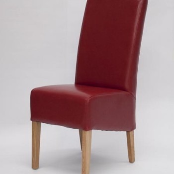 Oslo Red Leather Oak Dining Chair