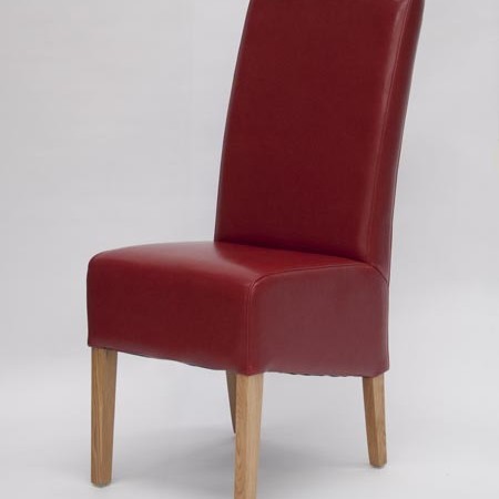 Oslo Red Leather Oak Dining Chair