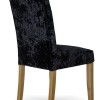 Stockholm Black DEEP Crushed Velvet Fabric Oak Dining Chair