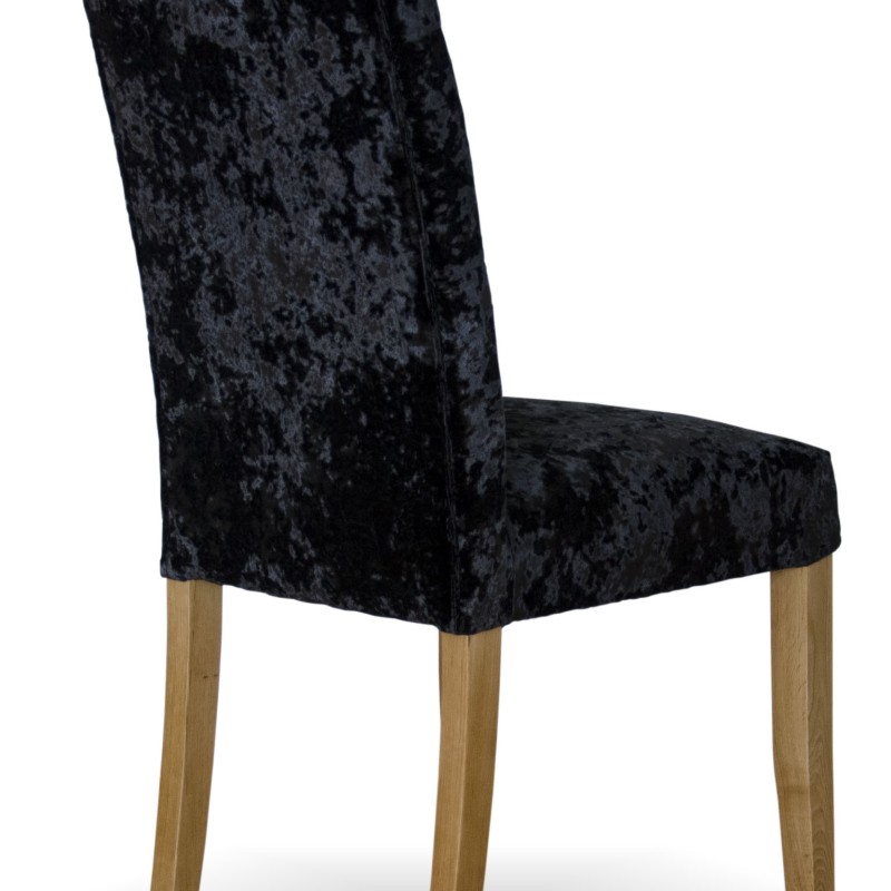 Stockholm Black DEEP Crushed Velvet Fabric Oak Dining Chair