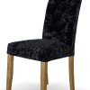 Stockholm Black DEEP Crushed Velvet Fabric Oak Dining Chair
