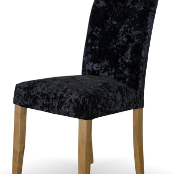 Stockholm Black DEEP Crushed Velvet Fabric Oak Dining Chair