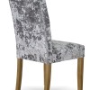 Stockholm Silver DEEP Crushed Velvet Fabric Oak Dining Chair