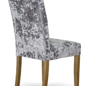 Stockholm Silver DEEP Crushed Velvet Fabric Oak Dining Chair