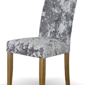 Stockholm Silver DEEP Crushed Velvet Fabric Oak Dining Chair