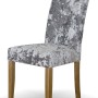 Stockholm Silver DEEP Crushed Velvet Fabric Oak Dining Chair