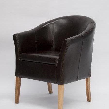 Oslo Brown Leather Oak Tub Chair