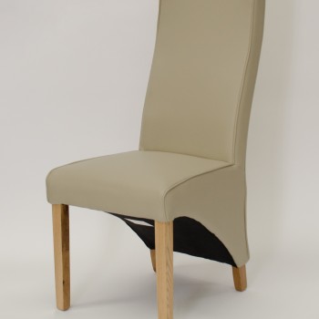 Wave Bone Leather Oak Dining Chair