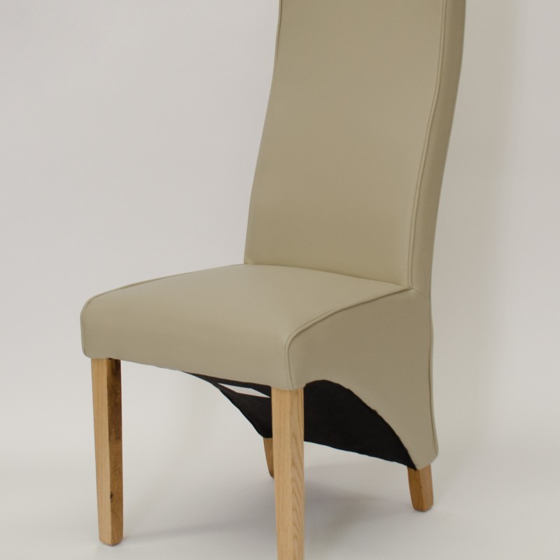 Wave Bone Leather Oak Dining Chair