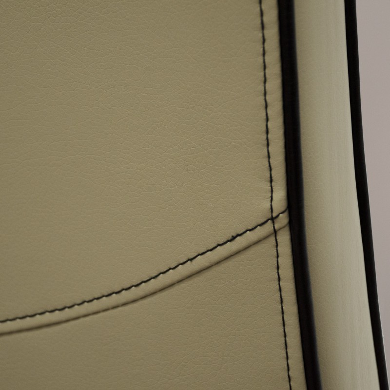 Wave Silverstone Bone / Noir Piping Leather Oak Dining Chair 