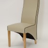 Wave Silverstone Bone / Noir Piping Leather Oak Dining Chair 