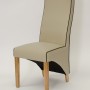Wave Silverstone Bone / Noir Piping Leather Oak Dining Chair 