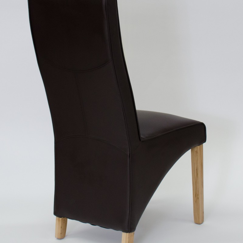 Wave Coco Leather Oak Dining Chair 