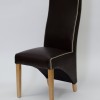Wave Suzuka Coco / Bone Piping Leather Oak Dining Chair