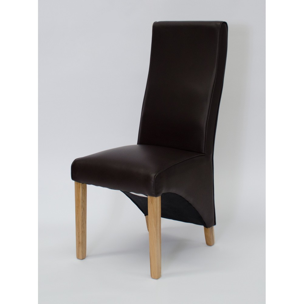 Wave Coco Leather Oak Dining Chair 