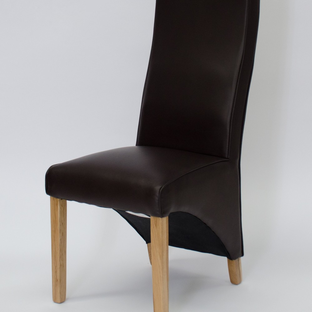 Wave Coco Leather Oak Dining Chair 