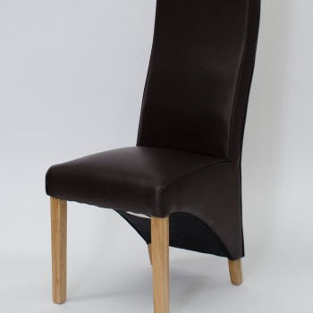 Wave Coco Leather Oak Dining Chair 