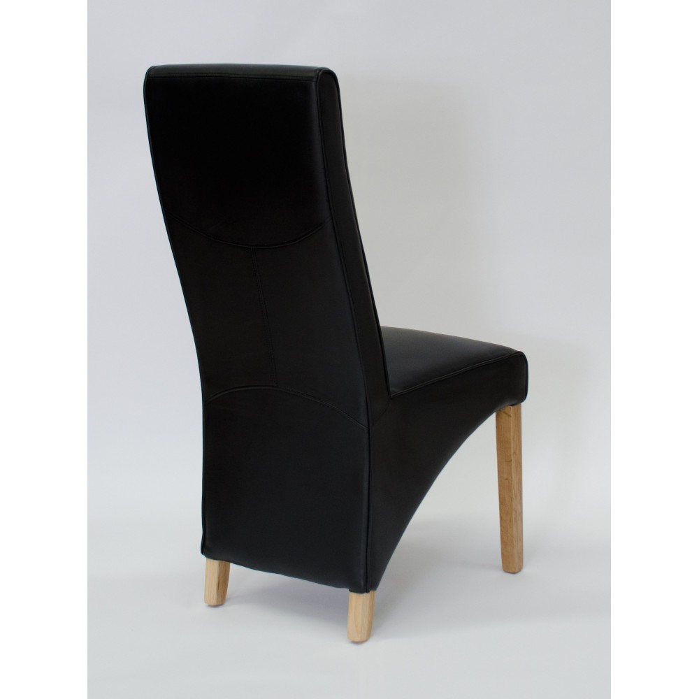 Wave Noir Leather Oak Dining Chair