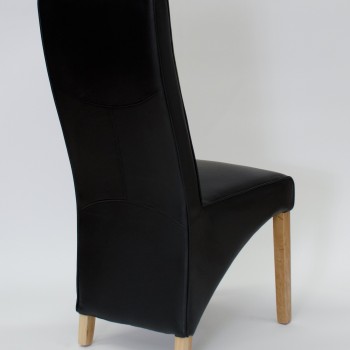 Wave Noir Leather Oak Dining Chair