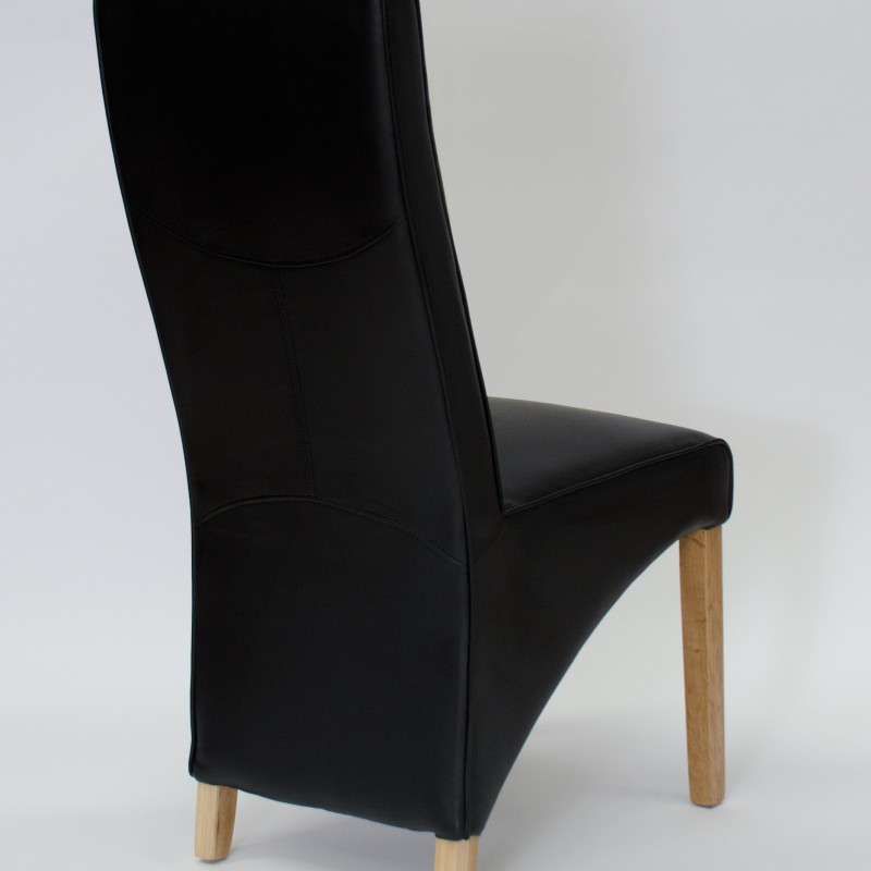 Wave Noir Leather Oak Dining Chair