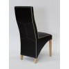 Wave Monaco Noir / Bone Piping Leather Oak Dining Chair