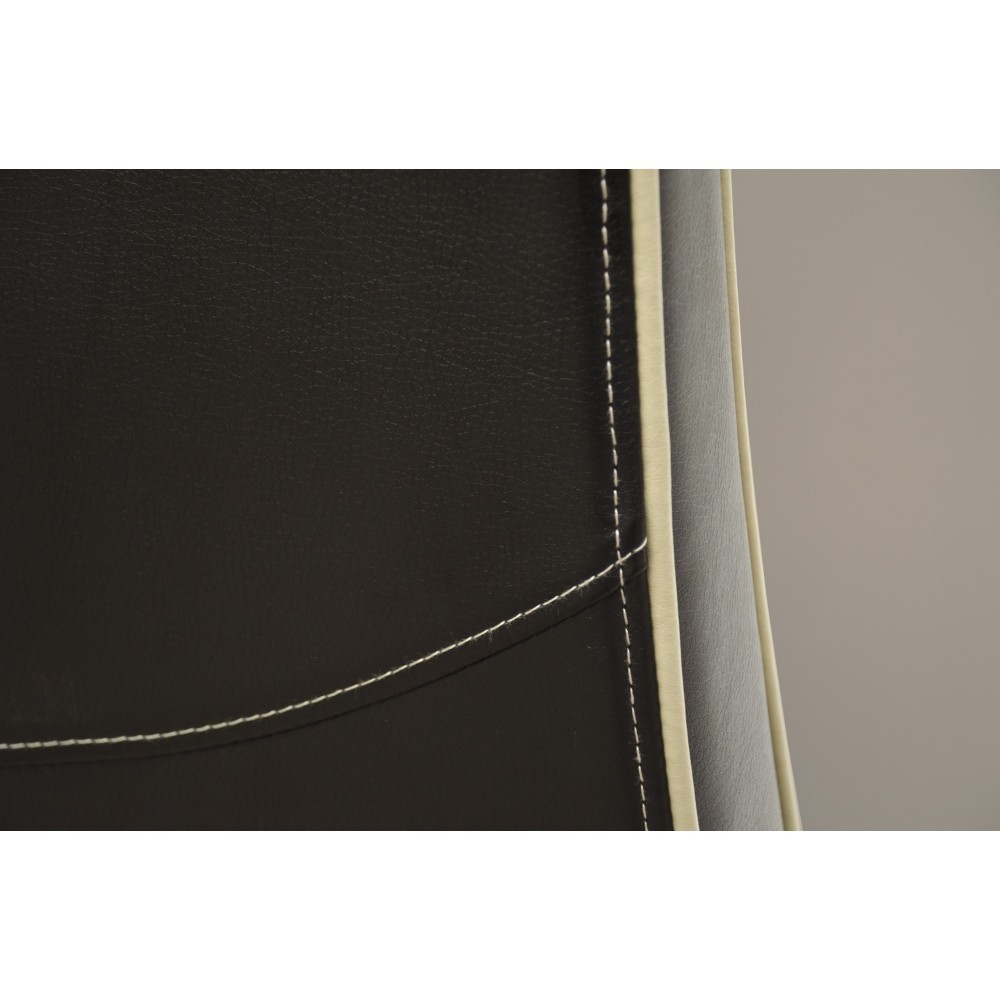 Wave Monaco Noir / Bone Piping Leather Oak Dining Chair