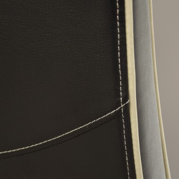 Wave Monaco Noir / Bone Piping Leather Oak Dining Chair