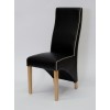 Wave Monaco Noir / Bone Piping Leather Oak Dining Chair