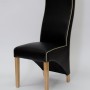 Wave Monaco Noir / Bone Piping Leather Oak Dining Chair