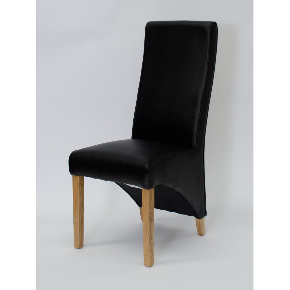 Wave Noir Leather Oak Dining Chair