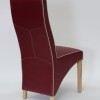 Wave Monza Ruby / Bone Piping Leather Oak Dining Chair