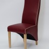 Wave Monza Ruby / Bone Piping Leather Oak Dining Chair