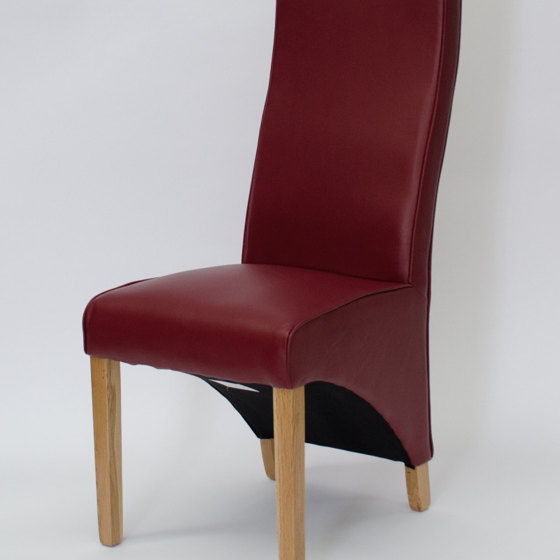 Wave Ruby Leather Oak Dining Chair