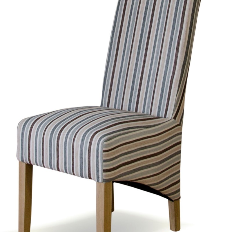 Richmond Natur Stripe Fabric Oak Dining Chair 