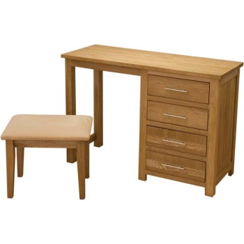 Opus Modern Oak Single Pedestal Dressing Table + Stool