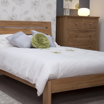 Torino Contemporary Oak Double Slatted Bed