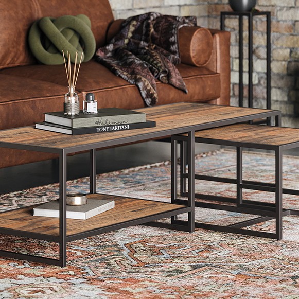 Ooki Reclaimed Large Coffee Table with Side Table