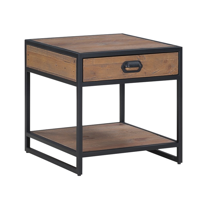 Ooki Reclaimed Lamp Side Table with Drawer