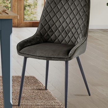 Signature Blue Dining Chair - Gun Metal Grey