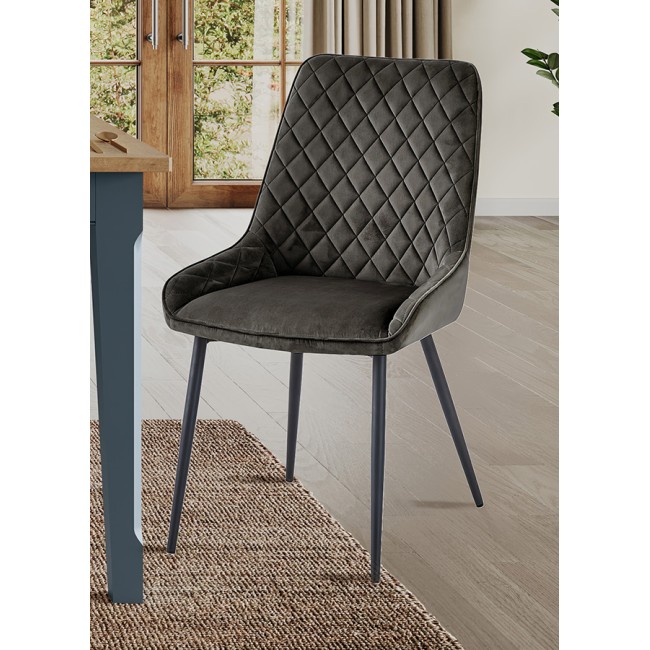 Signature Blue Dining Chair - Gun Metal Grey