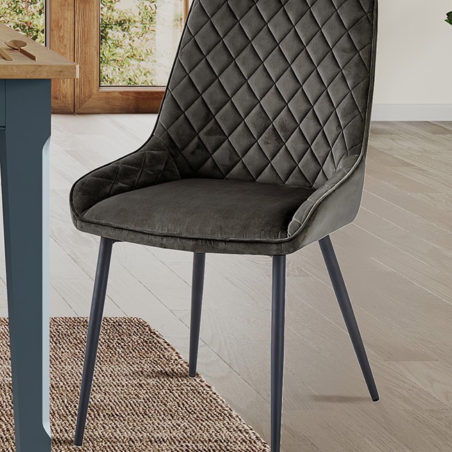 Signature Blue Dining Chair - Gun Metal Grey
